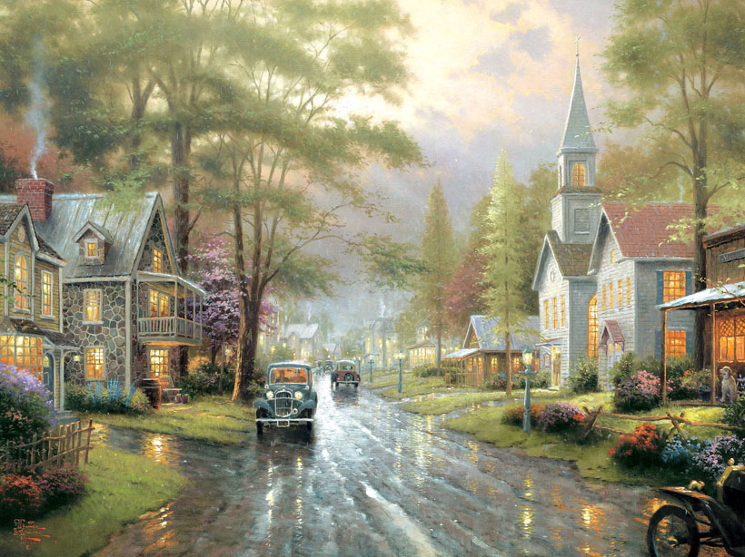 Thomas Kinkade HOMETOWN EVENING